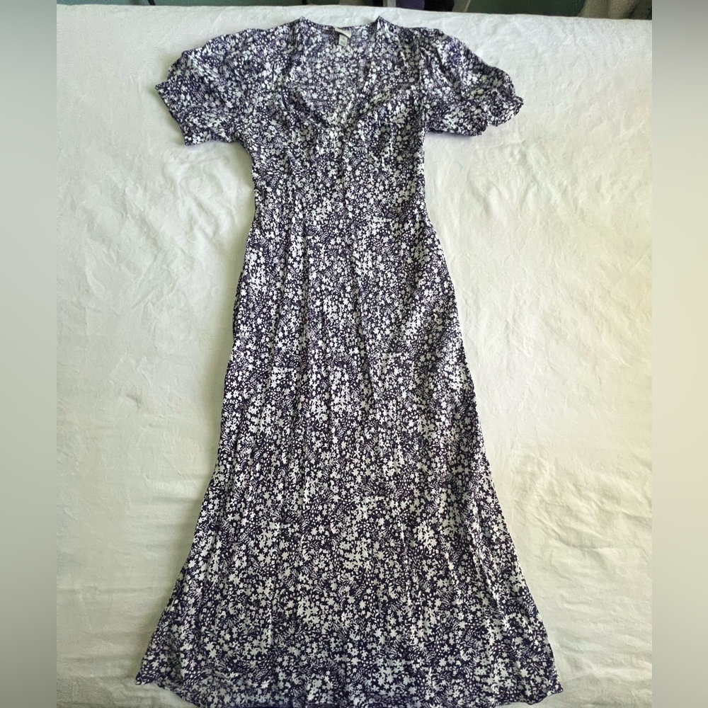 A New Day purple and white floral maxi dress 100% Rayon never worn